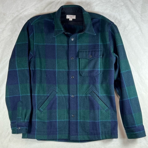 Wallace & Barnes Military Wool Blackwatch Chore Coat Tartan Flannel Shacket - Picture 1 of 13